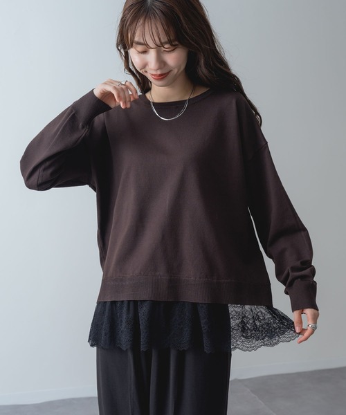 ANNA LUNA(アンナルナ)の「【ANNA LUNA】 レイヤード風 の 裾レース が 大人可愛い ニット(ニット/セーター・レディース・ブラウン/ブラック・MEDIUM)」の16枚目の写真