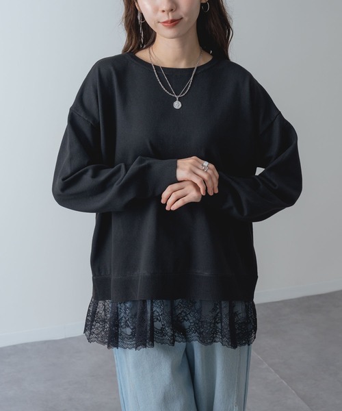 ANNA LUNA(アンナルナ)の「【ANNA LUNA】 レイヤード風 の 裾レース が 大人可愛い ニット(ニット/セーター・レディース・ブラウン/ブラック・MEDIUM)」の12枚目の写真