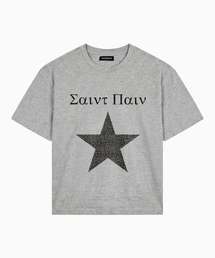 SPスターヘビーウェイトクロップ半袖Tシャツメランジグレー