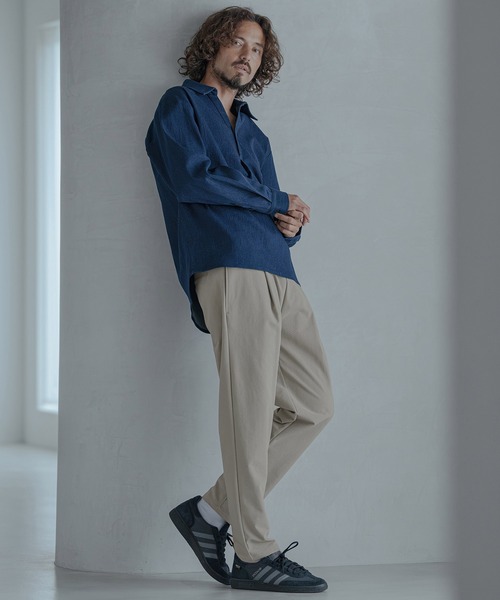 Magine(マージン)の「mp15245-Twill-Textured Nylon Stretch One-Tuck Easy Pants タックイージーパンツ(MGN-263-021)(その他パンツ・メンズ・ブラック/グレイッシュベージュ/チャコール・44/46/48)」の14枚目の写真