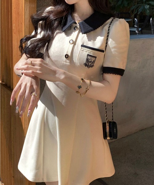 NoBelle(ノベル)の「レトロキュートワンホン系半袖ポロワンピース(ワンピース・レディース・ホワイト・M)」の7枚目の写真