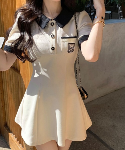 NoBelle(ノベル)の「レトロキュートワンホン系半袖ポロワンピース(ワンピース・レディース・ホワイト・M)」の9枚目の写真