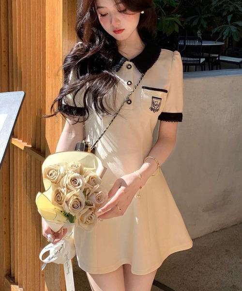 NoBelle(ノベル)の「レトロキュートワンホン系半袖ポロワンピース(ワンピース・レディース・ホワイト・M)」の10枚目の写真