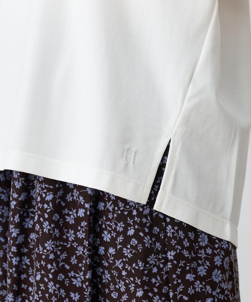 Petit Honfleur(プチオンフルール)の「バックタックワイドTシャツ【接触冷感・UVカット・透けにくい】(Tシャツ/カットソー・レディース・ブラウン/ネイビー/ホワイト・L/M)」の10枚目の写真