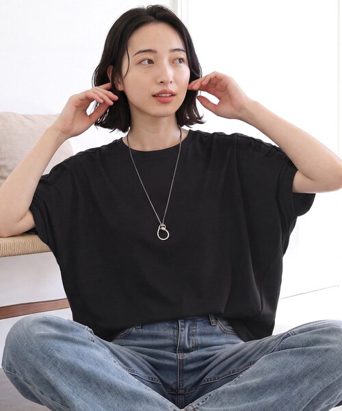 Dessin(デッサン)の「【汗シミ防止/UVカット】ドルマンスリーブ プルオーバー(Tシャツ/カットソー・レディース・ブラック/ボルドー/ブルー/グレー/ブラウン系その他・01/03/02)」の16枚目の写真