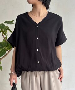 セール】【追加】ウォッシャブルウエストタックサッカーブラウス