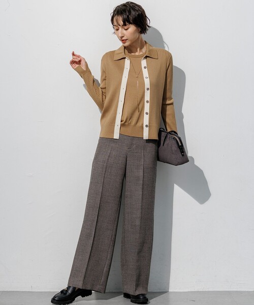 23区 S(ニジュウサンクチイサイサイズ)の「サステナブルウール ワイドリブ ポロニット カーディガン(ニット/セーター・レディース・ダークブラウン系1/グレー系1/黄土色系1・32)」の18枚目の写真