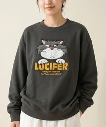Disney（ディズニー）の「【71】別注【Disney/ディズニー】ミッキーマウス/ミニーマウス/ルシファー/ズートピア/サガラ刺繍 アップリケ 裏起毛 クルーネックスウェット/ユニセックス/レディース/メンズ（スウェット）」