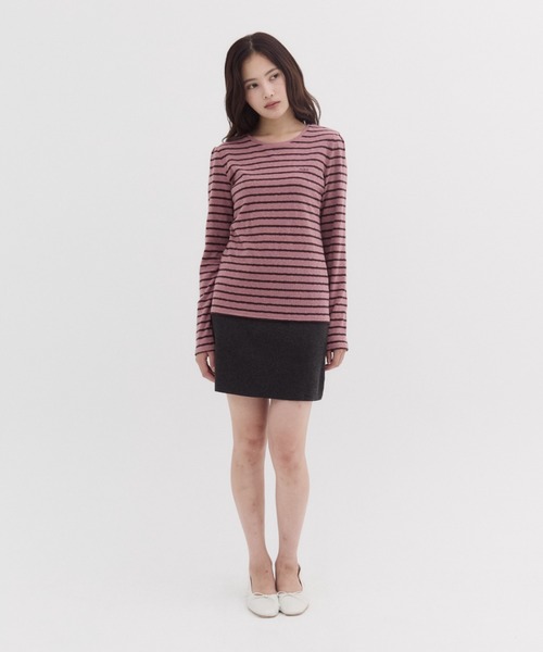 FUULLY STUDIO(フーリィーステューディオ)の「ソフトタッチボーダートップス(Tシャツ/カットソー・レディース・ピンク/カーキ・FREE)」の17枚目の写真