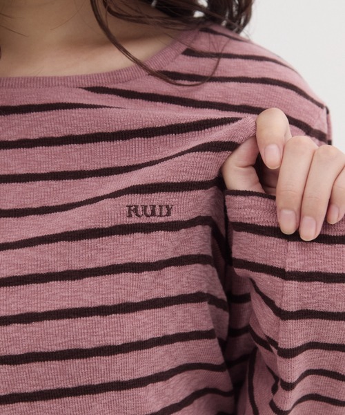 FUULLY STUDIO(フーリィーステューディオ)の「ソフトタッチボーダートップス(Tシャツ/カットソー・レディース・ピンク/カーキ・FREE)」の13枚目の写真