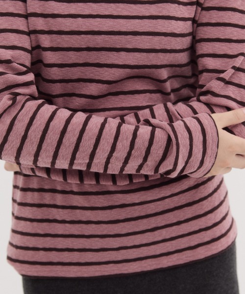 FUULLY STUDIO(フーリィーステューディオ)の「ソフトタッチボーダートップス(Tシャツ/カットソー・レディース・ピンク/カーキ・FREE)」の14枚目の写真