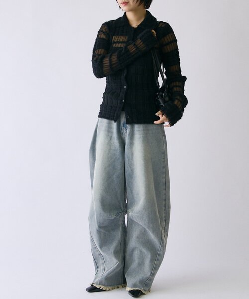 goocy(グーシー)の「裾フリンジカーブデニム(デニムパンツ・レディース・ブルー/ブラック・SMALL/MEDIUM)」の11枚目の写真
