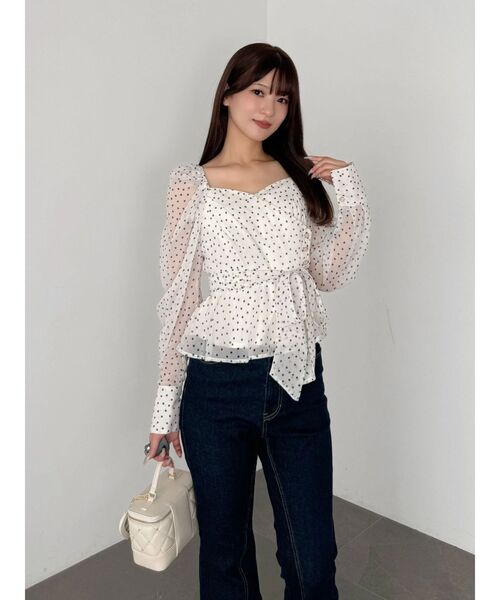 MERCURYDUO(マーキュリーデュオ)の「ドットカシュクールペプラムブラウス(シャツ/ブラウス・レディース・ブラック/オフホワイト・FREE)」の11枚目の写真