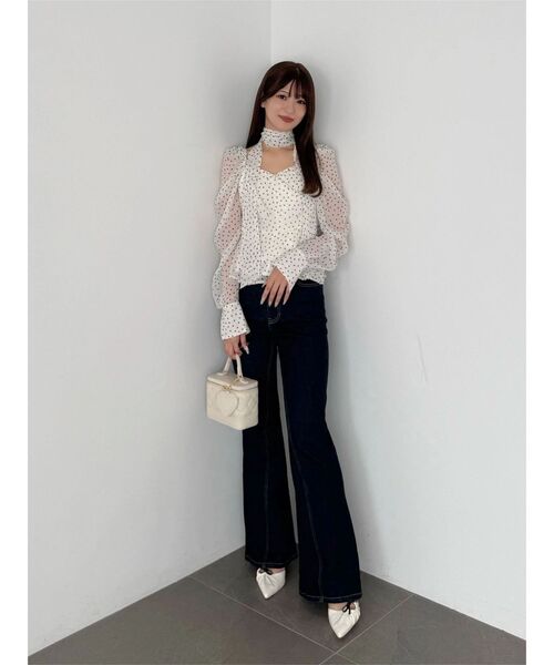 MERCURYDUO(マーキュリーデュオ)の「ドットカシュクールペプラムブラウス(シャツ/ブラウス・レディース・ブラック/オフホワイト・FREE)」の12枚目の写真