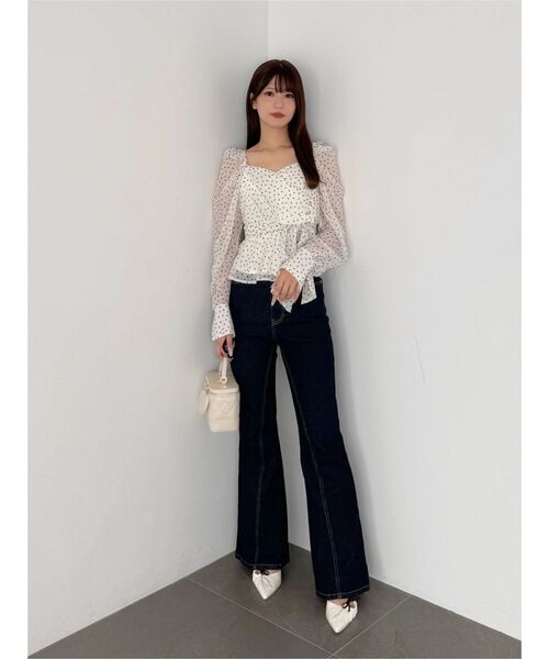 MERCURYDUO(マーキュリーデュオ)の「ドットカシュクールペプラムブラウス(シャツ/ブラウス・レディース・ブラック/オフホワイト・FREE)」の14枚目の写真