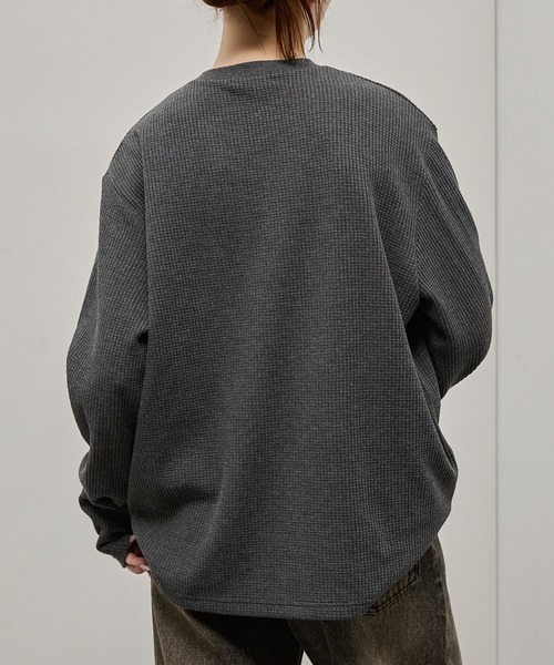 Alfred Alex(アルフレッドアレックス)の「【Alfred Alex】Lace-Up Waffle L/S Tee / レースアップネック ワッフルロンT(Tシャツ/カットソー・メンズ・チャコール/ワインレッド/オリーブ/ブラック・L/M)」の14枚目の写真