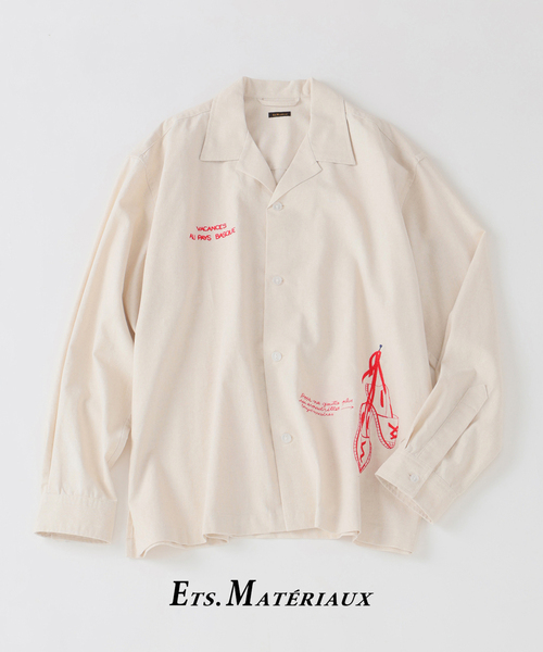 Ets.MATERIAUX(マテリオ)の「C.Bongrand × ETS.MATERIAUX Embroidery シャツ(シャツ/ブラウス・メンズ・ブラウン/アイボリー/オートミール/チョコ・MEDIUM/LARGE)」の4枚目の写真