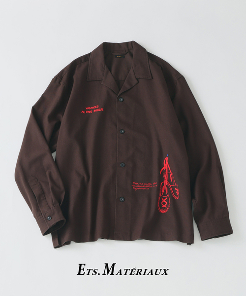 Ets.MATERIAUX(マテリオ)の「C.Bongrand × ETS.MATERIAUX Embroidery シャツ(シャツ/ブラウス・メンズ・ブラウン/アイボリー/オートミール/チョコ・MEDIUM/LARGE)」の3枚目の写真