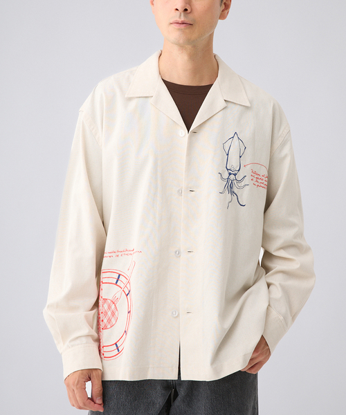 Ets.MATERIAUX(マテリオ)の「C.Bongrand × ETS.MATERIAUX Embroidery シャツ(シャツ/ブラウス・メンズ・ブラウン/アイボリー/オートミール/チョコ・MEDIUM/LARGE)」の1枚目の写真
