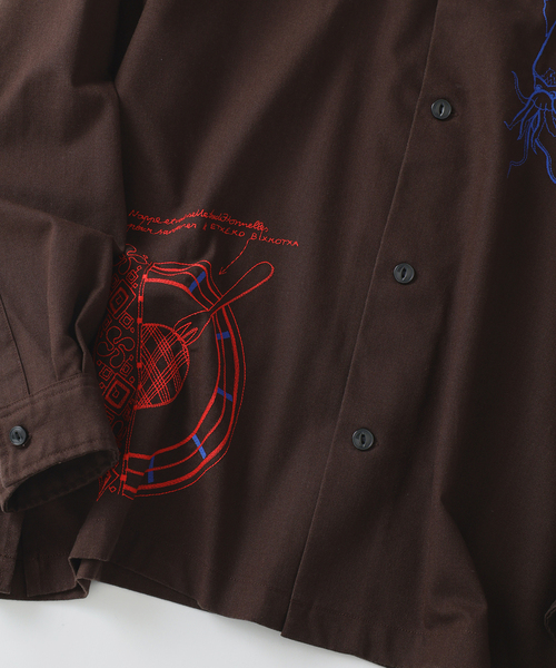 Ets.MATERIAUX(マテリオ)の「C.Bongrand × ETS.MATERIAUX Embroidery シャツ(シャツ/ブラウス・メンズ・ブラウン/アイボリー/オートミール/チョコ・MEDIUM/LARGE)」の12枚目の写真