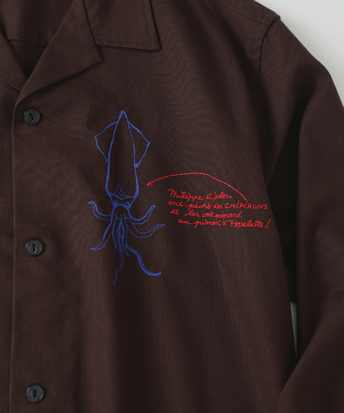 Ets.MATERIAUX(マテリオ)の「C.Bongrand × ETS.MATERIAUX Embroidery シャツ(シャツ/ブラウス・メンズ・ブラウン/アイボリー/オートミール/チョコ・MEDIUM/LARGE)」の11枚目の写真