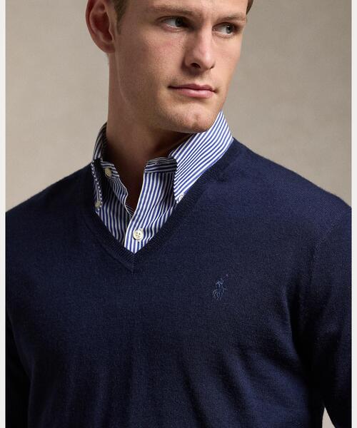 POLO RALPH LAUREN（ポロ ラルフ ローレン）の「ウォッシャブル ウール Vネック セーター（ニット/セーター・メンズ・ブルー・XS/L/M/S）」の4枚目の写真