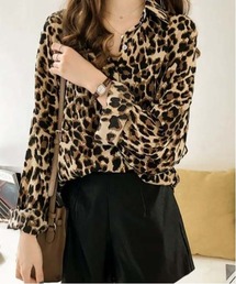 ヒョウ柄ロングシャツ