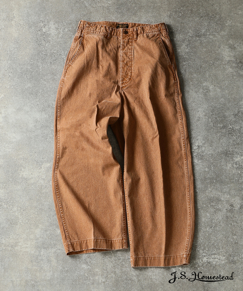 JOURNAL STANDARD J.S HOMESTEAD（ジャーナルスタンダードホームステッド）の「J.S.Homestead / ピグメント キャンバス バレル パンツ（その他パンツ・メンズ・キャメル/ブラック・MEDIUM/LARGE）」の2枚目の写真