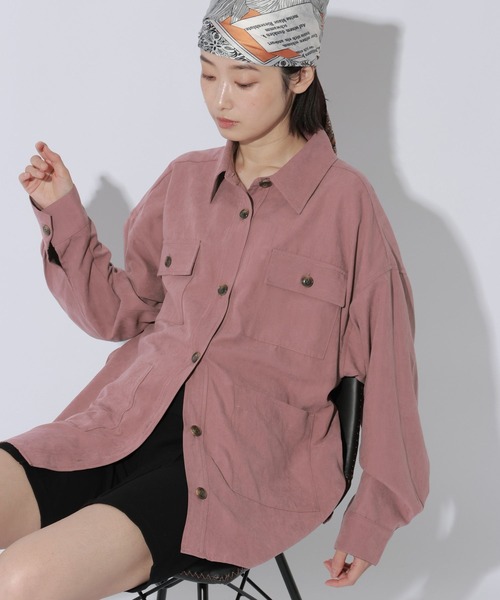 LAKOLE（ラコレ）の「サファリシャツジャケット / 1056145（その他アウター・レディース・ピンク/ブラウン/ベージュ・FREE）」の3枚目の写真