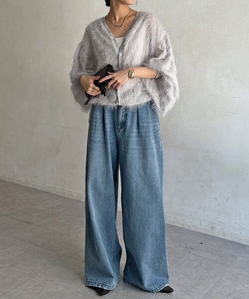 DouDou(ドゥドゥ)の「ヘアリードロスト2WAYシャツカーディガン(シャツ/ブラウス・レディース・ミント/オフホワイト/ブラック・FREE)」の11枚目の写真