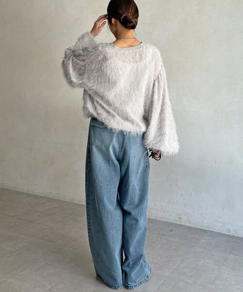 DouDou(ドゥドゥ)の「ヘアリードロスト2WAYシャツカーディガン(シャツ/ブラウス・レディース・ミント/オフホワイト/ブラック・FREE)」の13枚目の写真
