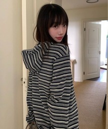 【26年秋冬新作】マルチボーダー ルーズサイズ フーディ