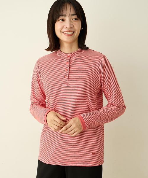DECOY SINCE 1981(デコイシンスイチキュウハチイチ)の「ヘンリーネックボーダープルオーバー(Tシャツ/カットソー・レディース・レッド/グレー・LL/M/L)」の2枚目の写真
