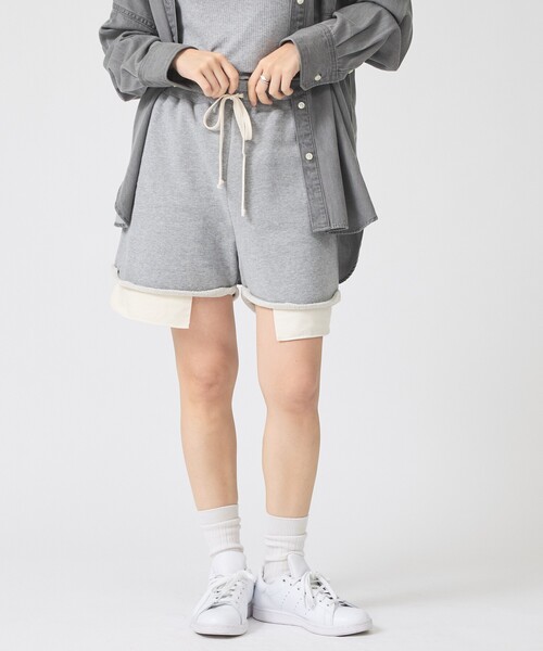 Rouge vif(ルージュヴィフ)の「【IRONING/アイロニング】ロゴスウェットショートパンツ/スエット logo sweat short pt(スウェットパンツ・レディース・チャコールグレー/グレー・フリー)」の1枚目の写真