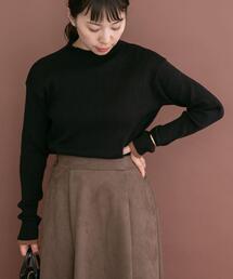 リブ配色ハイネックニット