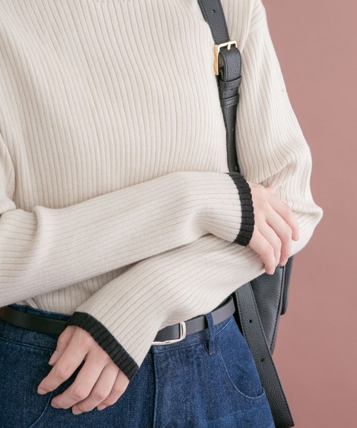 ITEMS URBANRESEARCH(アイテムズ アーバンリサーチ)の「リブ配色ハイネックニット(ニット/セーター・レディース・イエロー/ブラック/オフホワイト/ミント/グレー・FREE)」の12枚目の写真