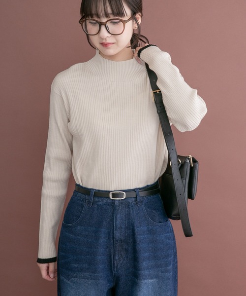 ITEMS URBANRESEARCH(アイテムズ アーバンリサーチ)の「リブ配色ハイネックニット(ニット/セーター・レディース・イエロー/ブラック/オフホワイト/ミント/グレー・FREE)」の14枚目の写真