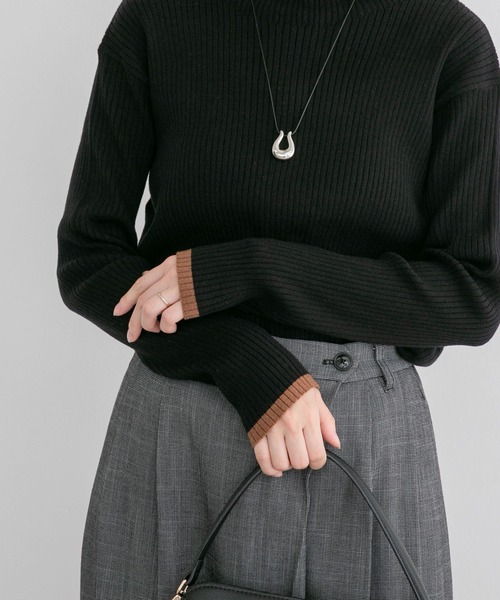 ITEMS URBANRESEARCH(アイテムズ アーバンリサーチ)の「リブ配色ハイネックニット(ニット/セーター・レディース・イエロー/ブラック/オフホワイト/ミント/グレー・FREE)」の20枚目の写真