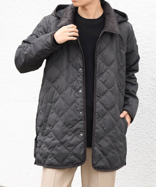TAION(タイオン)の「【SHIPS any別注】TAION:〈手洗い可能〉ダイヤキルト ダウン フード ハーフコート 26AW◆(ダウンジャケット/コート・メンズ・チャコールグレー/ブラック・X-LARGE/LARGE/MEDIUM/SMALL)」の5枚目の写真