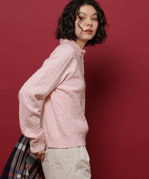 POLO BCS（ポロ ビーシーエス）の「【POLO British Country Spirit】ケーブル衿ニット（ニット/セーター・レディース・ネイビー/グレー/ピンク・FREE）」の9枚目の写真