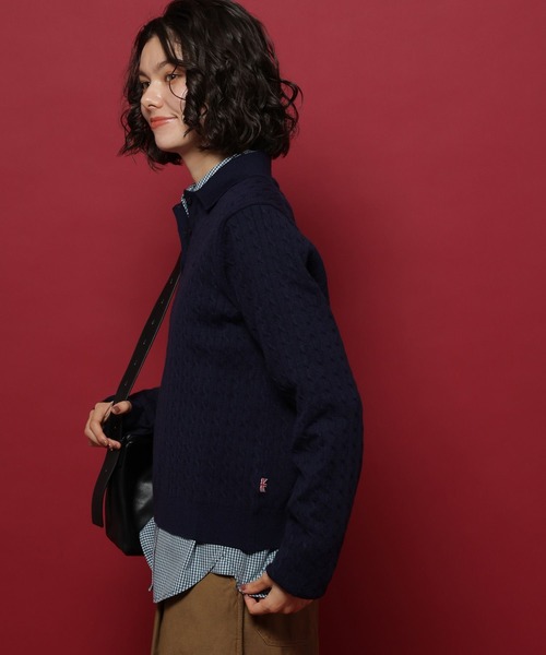 POLO BCS（ポロ ビーシーエス）の「【POLO British Country Spirit】ケーブル衿ニット（ニット/セーター・レディース・ネイビー/グレー/ピンク・FREE）」の12枚目の写真