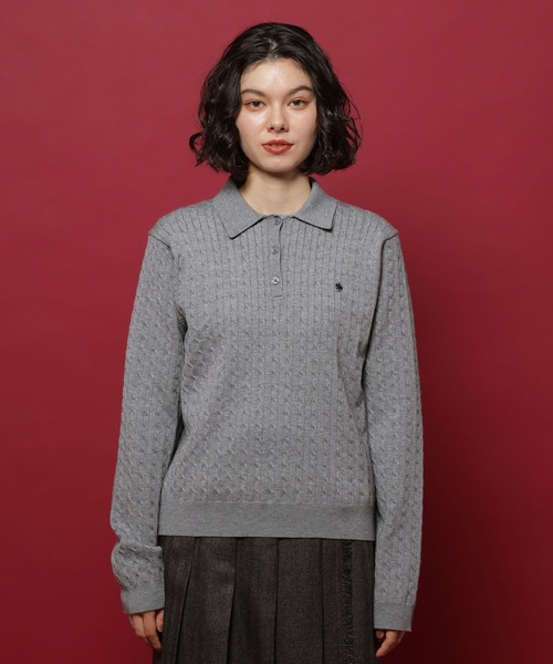 POLO BCS（ポロ ビーシーエス）の「【POLO British Country Spirit】ケーブル衿ニット（ニット/セーター・レディース・ネイビー/グレー/ピンク・FREE）」の13枚目の写真