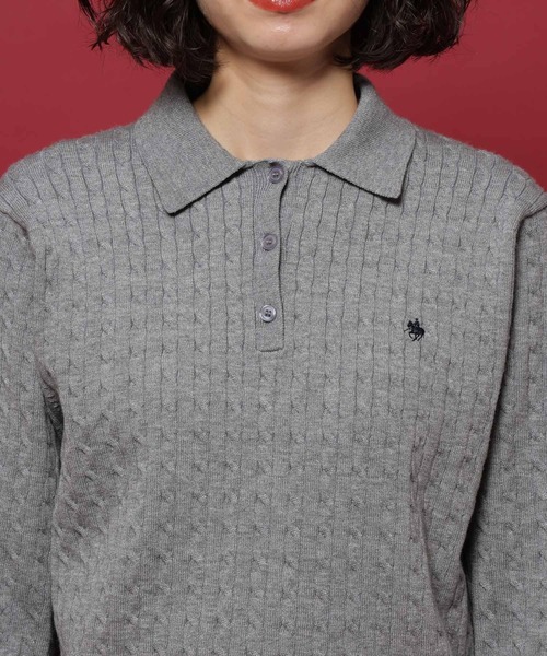POLO BCS（ポロ ビーシーエス）の「【POLO British Country Spirit】ケーブル衿ニット（ニット/セーター・レディース・ネイビー/グレー/ピンク・FREE）」の16枚目の写真