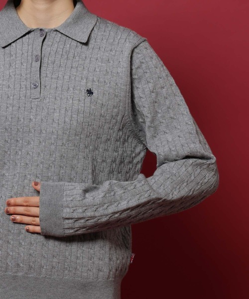 POLO BCS（ポロ ビーシーエス）の「【POLO British Country Spirit】ケーブル衿ニット（ニット/セーター・レディース・ネイビー/グレー/ピンク・FREE）」の18枚目の写真