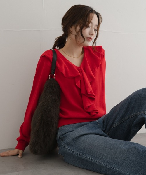 URBAN RESEARCH Sonny Label（アーバンリサーチサニーレーベル）の「フェイクファートライアングルバッグ（トートバッグ・レディース・ベージュ/チャコールグレー・ONE）」の5枚目の写真