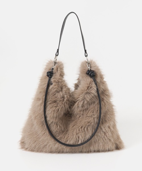 URBAN RESEARCH Sonny Label（アーバンリサーチサニーレーベル）の「フェイクファートライアングルバッグ（トートバッグ・レディース・ベージュ/チャコールグレー・ONE）」の11枚目の写真