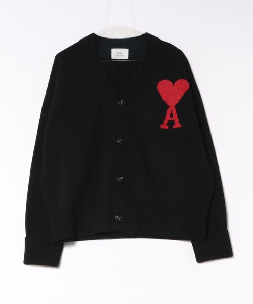 AMI Alexandre Mattiussi（アミアレクサンドルマテュッシ）の「【AMI PARIS】アミ パリス Ami de Coeur Cardogan  ウール カーディガン（カーディガン/ボレロ・レディース・アイボリー/ブラック・L/M/S）」の2枚目の写真