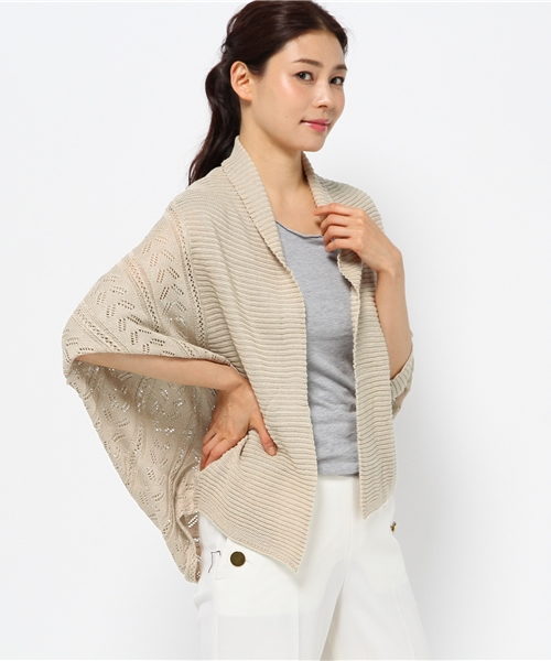 hvc femme（エイチヴィシーファム）の「hvc femme / 7G透かしボレロ			（カーディガン/ボレロ・レディース・グレー/ホワイト/ベージュ/ネイビー・F）」の3枚目の写真