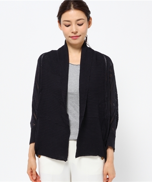 hvc femme（エイチヴィシーファム）の「hvc femme / 7G透かしボレロ			（カーディガン/ボレロ・レディース・グレー/ホワイト/ベージュ/ネイビー・F）」の5枚目の写真