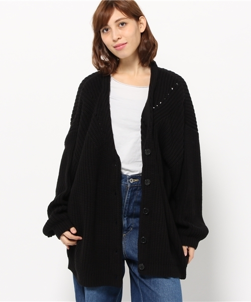 PUNYUS（プニュズ）の「ビッグカーディガン（カーディガン/ボレロ・レディース・ブラック/ワイン/ホワイト・3/4）」の4枚目の写真